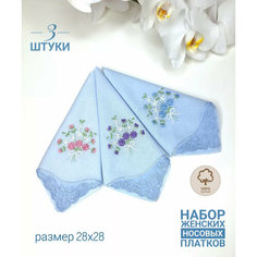 Носовой платок , 3 шт., голубой Rena Tex