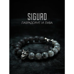 Браслет-нить SIGURD, лабрадорит, вулканическая лава, 1 шт., размер 19 см, черный/серый