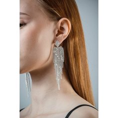 Серьги, фианит, серебряный Бантами