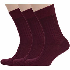Носки RuSocks, комплект, 3 пары, размер 29 (44-45), рис. 01, темно-бордовый