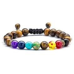 Браслет Accessori, аметист, агат, бирюза, янтарь, нефрит, лазурит, пластик, 1 шт., размер 28 см, размер M, диаметр 9 см, коричневый