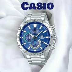 Наручные часы CASIO, серебряный, синий
