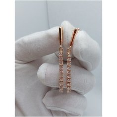 Серьги цепочки FJ Fallon Jewelry, искусственный камень, размер 50 мм, золотистый
