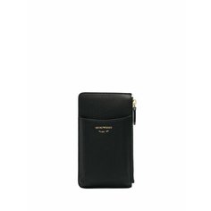 Кошелек EMPORIO ARMANI, фактура зернистая, черный