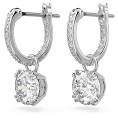 Серьги с подвесками SWAROVSKI, кристаллы Swarovski, размер 18 мм, серебристый/белый