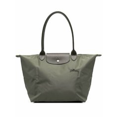 Сумка тоут Longchamp, фактура зернистая, зеленый