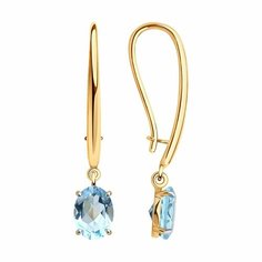 Серьги с подвесками Diamant, красное золото, 585 проба, топаз, размер 34 мм