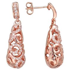 Серьги с подвесками Эстет, сталь, фианит, , золотистый