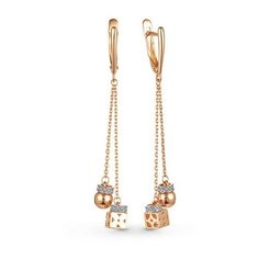 Серьги The Jeweller, красное золото, 585 проба, фианит, , золотистый