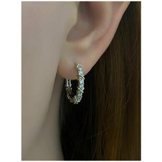 Серьги конго, фианит, размер 25 мм, серебряный, золотой Stasy CA