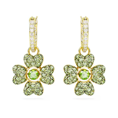 Серьги с подвесками SWAROVSKI, кристаллы Swarovski, размер 25 мм, золотой/зеленый