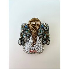 Брошь, жемчуг имитация, хрусталь, серый, белый, коричневый Your Beautiful Brooch