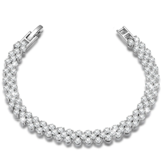 Браслет SWAROVSKI, кристаллы Swarovski, размер 16 см, серебристый