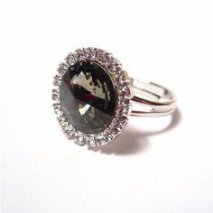 Кольцо Чарующий Рай, кристаллы Swarovski, Swarovski Zirconia, безразмерное, серый