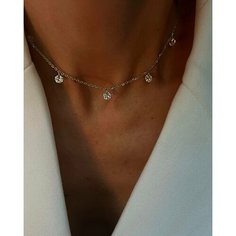 Колье LU Jewel, серебро, 925 проба, родирование, фианит, длина 37 см., серебристый/белый