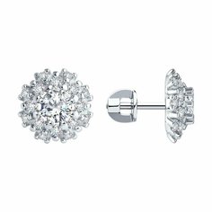 Серьги пусеты Яхонт, серебро, 925 проба, фианит, , бесцветный