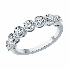 Кольцо SOKOLOV, белое золото, 585 проба, бриллиант выращенный, размер 18