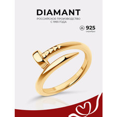 Кольцо Diamant, серебро, 925 проба, золочение, размер 18.5