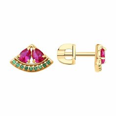 Серьги SOKOLOV, серебро, 925 проба, золочение, корунд синтетический, фианит