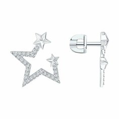 Серьги SOKOLOV, белое золото, 585 проба, бриллиант