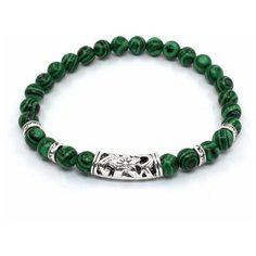 Браслет-нить Handinsilver ( Посеребриручку ), малахит, 1 шт., размер 18 см, диаметр 6 см, зеленый