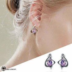 Серьги Emay, искусственный камень, размер 20 мм, розовый