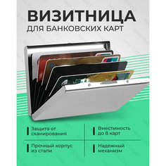 Визитница MAXIFORTAN, фактура глянцевая, серебристый