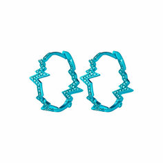 Серьги конго caviar jewellery, фианит, размер 20 мм, бирюзовый