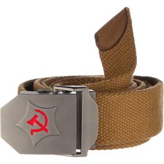 Ремень СЛЕДОПЫТ, размер 140, Коричневый/Звезда Серп и Молот
