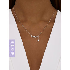 Колье MIESTILO, серебро, 925 проба, родирование, фианит, длина 45 см., серебристый
