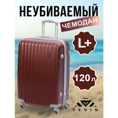 Чемодан TEVIN, 120 л, размер L+, коричневый