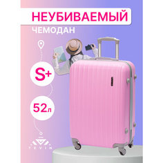 Чемодан TEVIN, 52 л, размер S+, розовый фламинго
