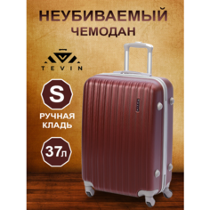 Чемодан TEVIN, 37 л, размер S, бордовый