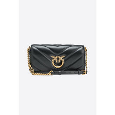 Сумка багет Pinko, фактура рельефная, чёрный