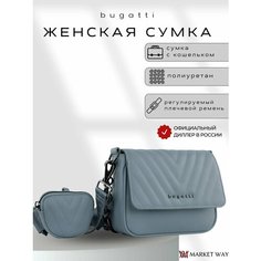 Сумка клатч Bugatti, фактура гладкая, голубой