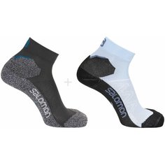 Носки Salomon SPEEDCROSS ANKLE, комплект, 2 пары, размер M, голубой, серый, черный