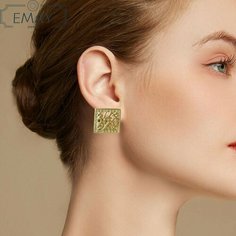 Серьги Emay, фианит, искусственный камень, золотой, серебряный