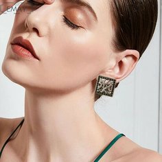 Серьги Emay, фианит, искусственный камень, серебряный, черный