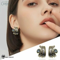 Серьги Emay, шпинель, опал, искусственный камень, серый