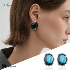 Серьги Emay, эпоксидная смола, искусственный камень, синий