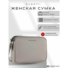 Сумка кросс-боди Bugatti, фактура зернистая, бежевый