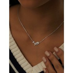 Колье MIESTILO, серебро, 925 проба, родирование, фианит, длина 45 см., серый, белый, серебристый