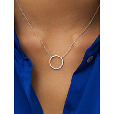 Колье MIESTILO, серебро, 925 проба, родирование, фианит, длина 45 см., серебристый