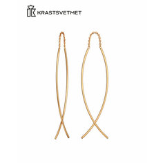 Серьги двусторонние, с подвесками Krastsvetmet, красное золото, 585 проба, , красный