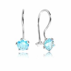 Серьги VALTERA, серебро, 925 проба, родирование, фианит, размер 15 мм, длина 1.5 см, , голубой, серебристый