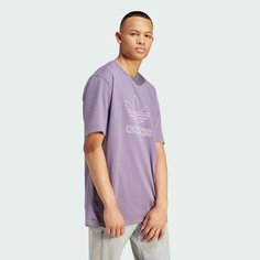 Футболка спортивная adidas Originals Adicolor Outline Trefoil Tee, размер L, фиолетовый
