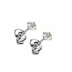 Серьги пусеты Spikes, искусственный камень, серебряный, мультиколор