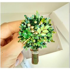 Брошь, кристаллы Preciosa, зеленый Cute Brooches