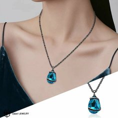 Колье Emay, искусственный камень, голубой, черный
