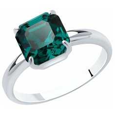 Кольцо помолвочное SOKOLOV, серебро, 925 проба, кристалл, кристаллы Swarovski, размер 20, зеленый